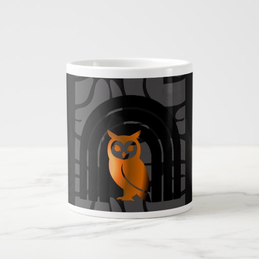 Whimsical Boho Owl & Tropical Monstera Leaf ジャンボコーヒーマグカップ (正面)