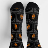 Whimsical Boho Owl & Tropical Monstera Leaf ソックス (上部)