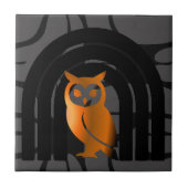 Whimsical Boho Owl & Tropical Monstera Leaf タイル (正面)