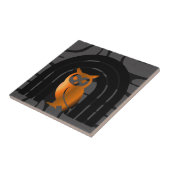 Whimsical Boho Owl & Tropical Monstera Leaf タイル (側面)