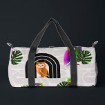 Whimsical Boho Owl & Tropical Monstera Leaf ダッフルバッグ<br><div class="desc">Embrace a blend of mystical charm and tropical vibes with this unique surface pattern. Featuring a rhythmic arrangement of wise owls nestled in boho-style arches alongside iridescent owls and lush Monstera leaves, this design is perfect for those who love eclectic and modern nature-inspired aesthetics. Whether you are looking to create...</div>