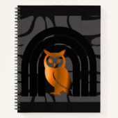 Whimsical Boho Owl & Tropical Monstera Leaf ノートブック (正面)