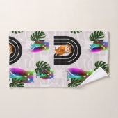 Whimsical Boho Owl & Tropical Monstera Leaf バスタオルセット (ハンドタオル)