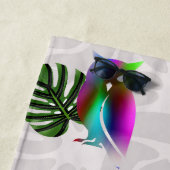 Whimsical Boho Owl & Tropical Monstera Leaf ビーチタオル (インサイチュ)
