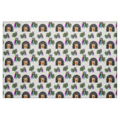 Whimsical Boho Owl & Tropical Monstera Leaf ファブリック (ファットクウォーター)