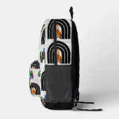 Whimsical Boho Owl & Tropical Monstera Leaf プリントバックパック (右)