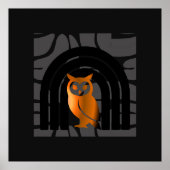 Whimsical Boho Owl & Tropical Monstera Leaf ポスター (正面)