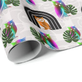 Whimsical Boho Owl & Tropical Monstera Leaf ラッピングペーパー (ロールコーナー)