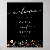 Whimsical Boho Wildflower DIY Wedding Welcome Sign ポスター (正面)