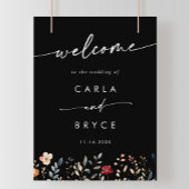 Whimsical Boho Wildflower DIY Wedding Welcome Sign ポスター