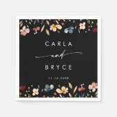 Whimsical Boho Wildflower Monogram Wedding Napkins スタンダードカクテルナプキン (正面)