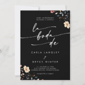 Whimsical Boho Wildflower QR Code Spanish Wedding 招待状 (正面)