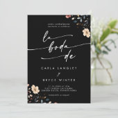 Whimsical Boho Wildflower QR Code Spanish Wedding 招待状 (スタンド正面)