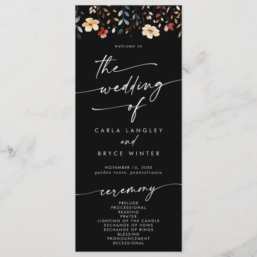 Whimsical Boho Wildflower Tea Length Wedding  プログラム (正面)