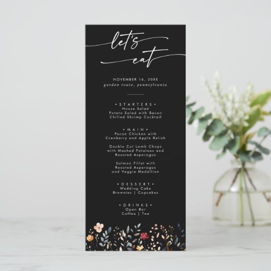 Whimsical Boho Wildflower Thank You and Wedding メニュー (スタンド正面)