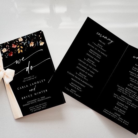 Whimsical Boho Wildflower We Do Folded Wedding  プログラム