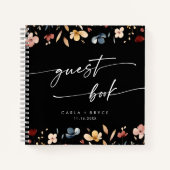 Whimsical Boho Wildflower Wedding Guest Book ノートブック (正面)