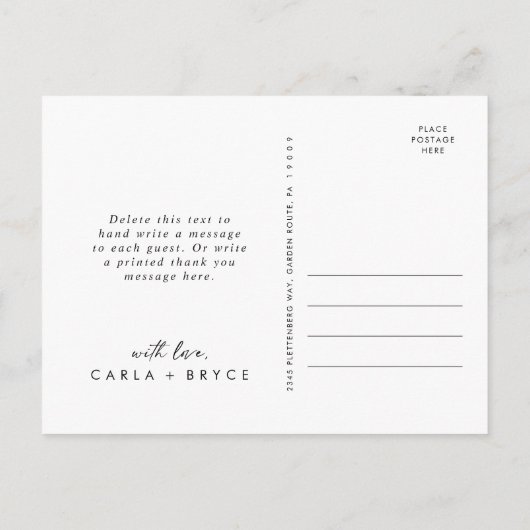 Whimsical Boho Wildflower Wedding Thank You ポストカード (裏面)