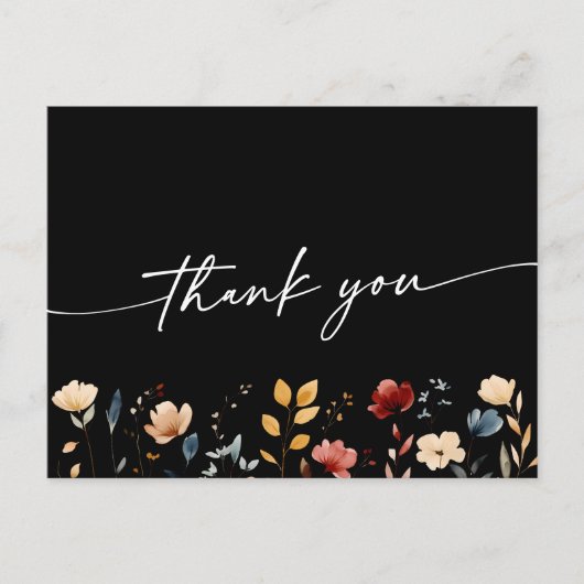 Whimsical Boho Wildflower Wedding Thank You ポストカード (正面)