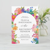  whimsical bold フラワーミズマスウェディング 招待状 (スタンド正面)