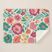 Whimsical Bold Blooms Retro Floral Pattern シェルパブランケット (正面(横))