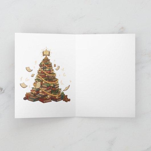  Whimsical Book Lover's Christmas Tree | Literary  カード (内部)