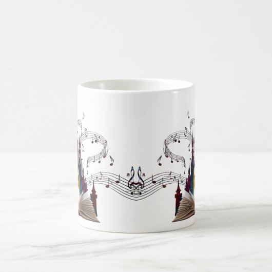 Whimsical Book Page Art Drinkware コーヒーマグカップ (中央)