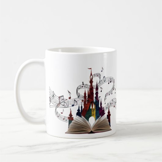 Whimsical Book Page Art Drinkware コーヒーマグカップ (左)