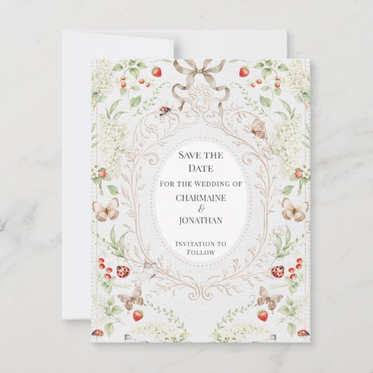 Whimsical Botanical Garden Save the Date | 招待状 (正面)