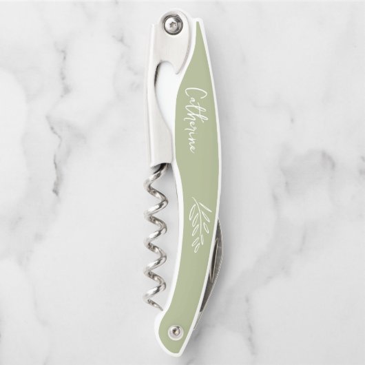 whimsical botanical sage green bridesmaid proposa ソムリエナイフ (正面)