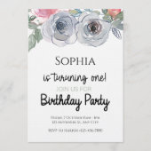 Whimsical Bouquet - 1st Birthday Invitation 招待状 (正面)