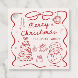 Whimsical Bow Christmas Party Favor Tags フェイバータグ