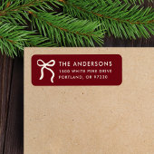 Whimsical Bow Cranberry Christmas Return Address ラベル