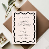 Whimsical Bow cursive border 50th birthday 招待状