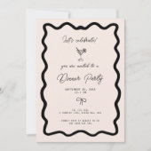 Whimsical Bow Cursive Border Dinner Party 招待状 (正面)