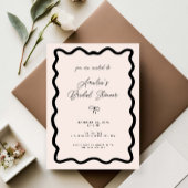 Whimsical Bow cursive border martini bridal shower 招待状