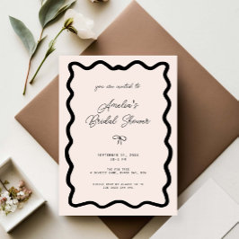Whimsical Bow cursive border martini bridal shower 招待状