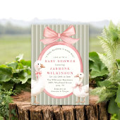 Whimsical bow Ducks Baby Shower with QR Code rsvp 招待状