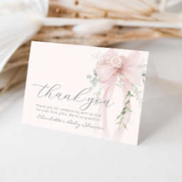 Whimsical Bow Floral Eucalyptus Baby Shower サンキューカード