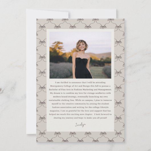 Whimsical Bow Frame Future Plans Graduation 招待状 (裏面)