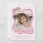 Whimsical Bow Frame Future Plans Pink Graduation 招待状 (正面)