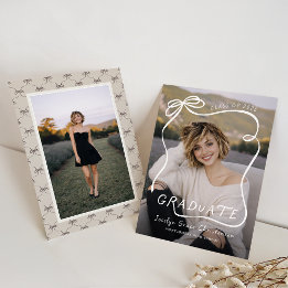 Whimsical Bow Frame Overlay Graduation 招待状