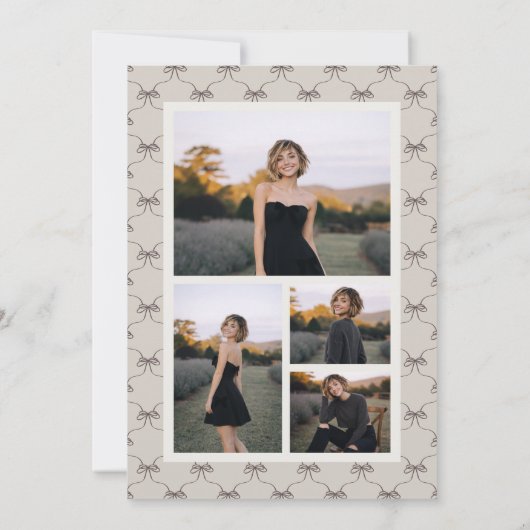 Whimsical Bow Frame Photo Collage Graduation 招待状 (裏面)