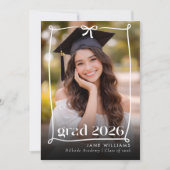 Whimsical Bow Hand drawn Graduation Party Photo 招待状 (正面)