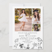 Whimsical Bow Hand drawn Graduation Party Photo 招待状 (裏面)