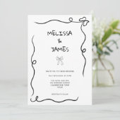 Whimsical Bow Hand Drawn Wedding 招待状 (スタンド正面)
