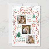 Whimsical Bow & Holiday Icons Photo Christmas Card シーズンカード (正面)