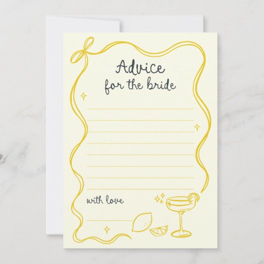  whimsical bow lemon wedding advice card 招待状 (正面)