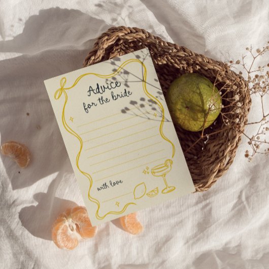  whimsical bow lemon wedding advice card 招待状