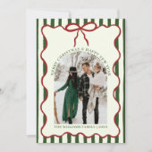 Whimsical Bow Merry Christmas Family Photo シーズンカード (正面)